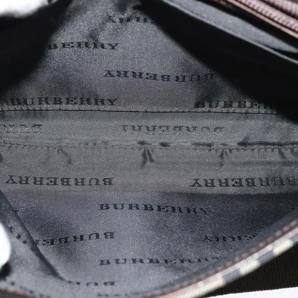 BURBERRY Nova Check Shoulder Bag Canvas Beige Silver Auth 131533